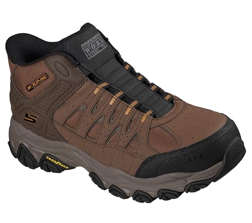 Mid-Top Steel Toe Work Boots - Afterburn Brimrock Hands Free Slip-Ins Safety Footwear with Electrical Hazard Protection
