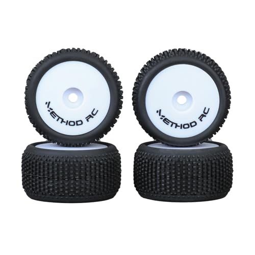 Method Losi Micro-T 1/28 RC Pre-Glued NitraGrip Tires 7mm Hex Wheels White