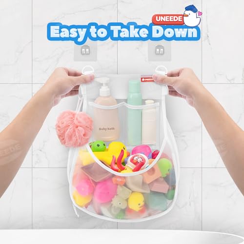 UNEEDE-Wall-Mounted-Versatile-Bath-Toy-Storage-Holder21-Gallons-Bathtub-Toy-Storage-OrganizerMesh-Shower-Caddy-for-Bathtub-Toy-Organizer-and-StorageQuick-Dry-Bath-Toy-OrganizerBath-Toy-Holder UNEEDE Wall Mounted Versatile Bath Toy Storage Holder21 Gallons Bathtub Toy Storage OrganizerMesh Shower Caddy for Bathtub Toy Organizer and StorageQuick Dry Bath Toy OrganizerBath Toy Holder