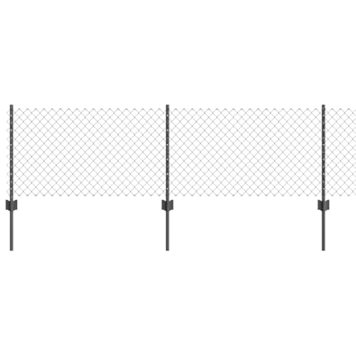 vidaXL Cerca de Malla con 22 Postes Grises | Cercado de Acero Resistente a la UV, Incluye 1 Rollo. Diseño Sólido y Duradero para el Exterior. Barrera de Jardín, Terraza y Panel Personalizable. Imperm