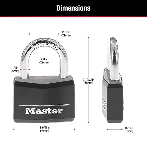 Master Lock 146D Covered Aluminum Keyed Padlock, Pink, 1-9/16 inches