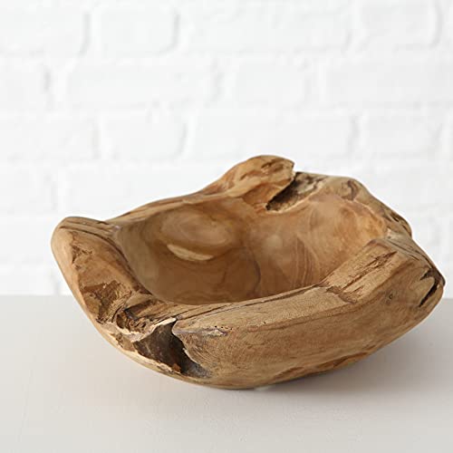 Whw Whole House Worlds Chunky Teak Wood Bowl, Hand Crafted, Dish Size, 9.75 Overall Vessel Diameter, 7 Inch Bowl, Warm Brown, Sanded Smooth, Grainy Knotted, Decorative #TOP5