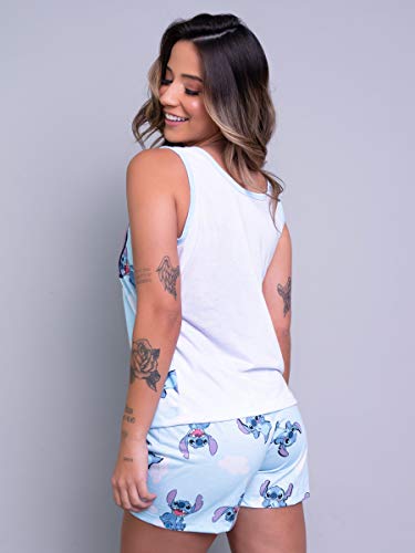 Pijama Vekyo Feminino Estampado Cartoon Tamanho:GG;Cor:Azul Claro;Gênero:Mulher