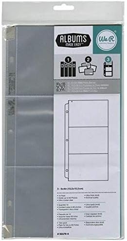 We R Memory Keepers We R Ring Photo Sleeves 12 10/Pakage Three 6 X 4-inch Pockets, Acrylic, Multicolour, 19.05x32.76x0.58 cm