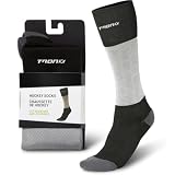 TronX Cut-Resistant Hockey Socks - Moisture-Wicking Gear with Double-Padded Heel & Y-Seam Toe for Ice Hockey Players (US, Alpha, Medium, Regular, Regular, Standard, Black)