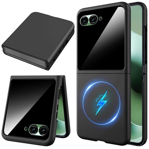 Miimall Hülle für Motorola Razr 70 Ultra Hülle mit Mag-Safe, [Anti-SPY Bildschirmschutz] Kratzfest Stoßfest Hart PC Superdünn Schutzhülle für Motorola Razr 70Ultra/60Ultra/50Ultra Slim Hülle-Schwarz