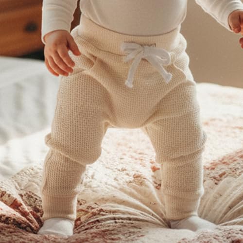 allshope Toddler Baby Boy Fall Pants Active Jogger Casual Athletic Trousers Solid Color Pocket Elastic Waist Harem Bottoms (Waffle Grey Green Apricot, 18-24 Months) - Thumbnail 5