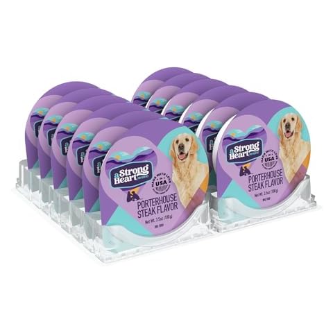 A Strong Heart Wet Dog Food Cups, Porterhouse Steak Flavor - 3.5 oz Cups (Pack of 12), Made in The USA with Real Beef Cover