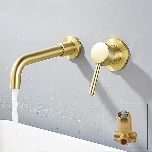 Mitigeur de baignoire mural or brossé avec bec 20 cm Split - 3