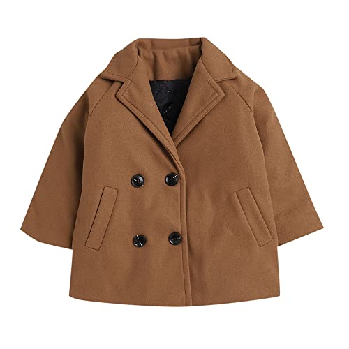 Image of Hopscotch Boy's Cotton Blend Waist Length Fibres Solid Full-Sleeve Standard Length Long Waist Coat In Brown Color