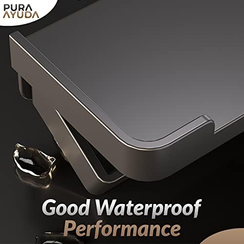 Toilet Roll Holder Wall Mounted, Anti-rust Space Aluminum Toilet Paper Holder with Shelf for Mobile Phones, Multi-use Adhesive Toilet Roll Holder for Bathroom, Kitchen, Bedroom, Restaurants (Grey)