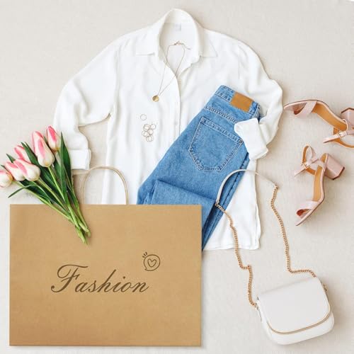 Image of Brown Paper Bags with Handles- 25pcs 16 inchx5 inchx12 inch Large Paper Carry Bags for Shopping, Retail Merchandise, Party Favor Return Gifting Paper Covers