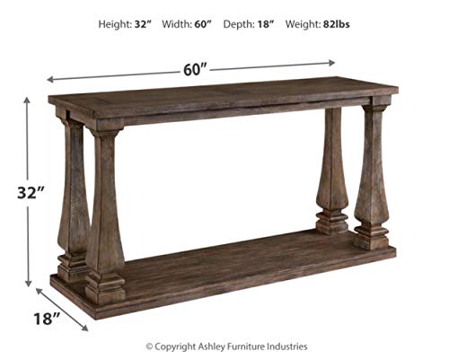 Signature Design By Ashley Mallacar Vintage Sofa Console Table, Weathered Gray #TOP2