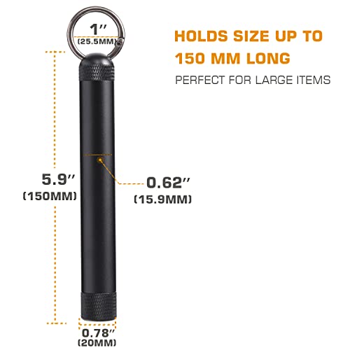 Air Tight Tube Container - Metal Storage Tube - Waterproof Holder Case Tube Joint With Keychain, Pocket-Sized Tube For Traveling #TOP1