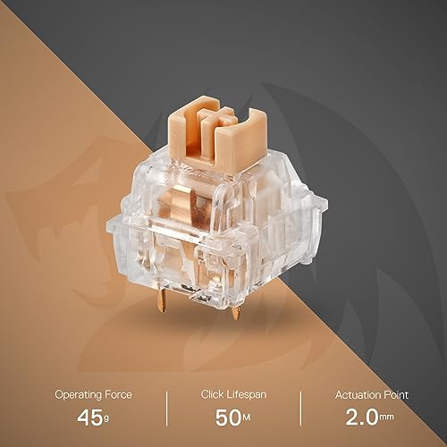 Redragon Interruptor mecânico tátil macio A120, equivalente tátil silencioso montado em placa de 3 p