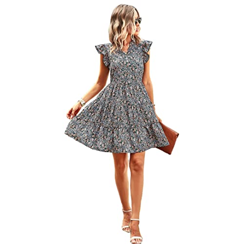 Robe courte de vacances légère anti-chaleur à imprimé fleuri - 3