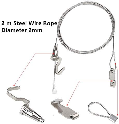 Heavy Duty Picture Hanging Kit Hold Up to 40 KG 2 Pack Mirror Hanging Kit Include Picture Frame Hanging Wire Stainless Steel 2 m with Adjustable Hook and Rail Moulding Hook