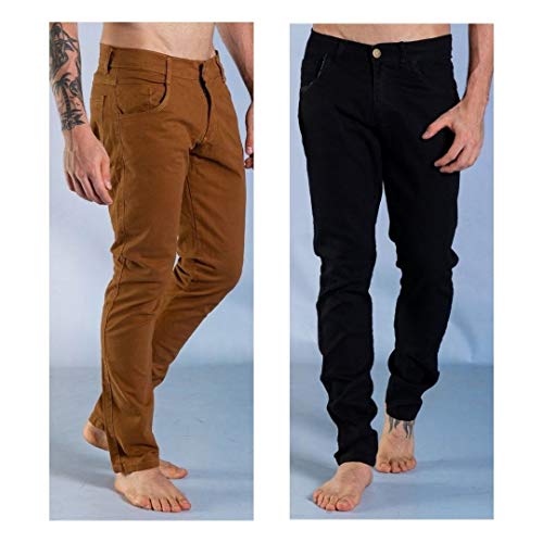 Kit 2 Calças Jeans Masculina Sandro Clothing Marrom e Preta (40)