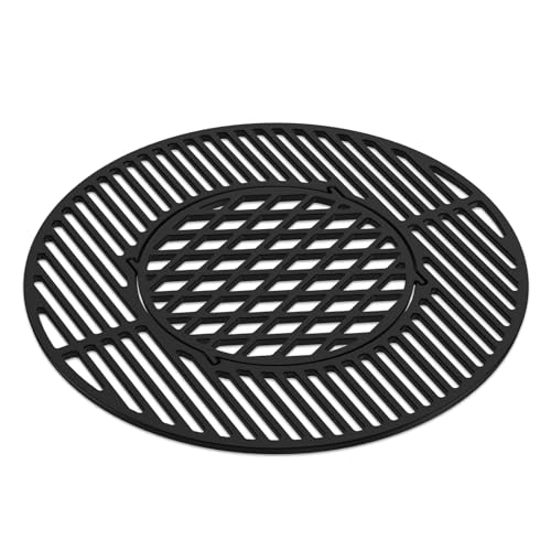 Skyflame Charkettle 2-in-1 Cast Iron 21.5 Inch Grill Grate Replacement Gourmet BBQ System, Compatible with Weber 22-1/2 inch Kettle Charcoal Grills
