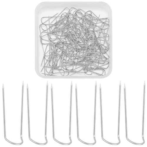 Sofplate 1 Caja De 100 Alfileres De Costura Plateados En Forma De U Alfileres Rectos En Forma De U Agujas De Horquilla Rectas De Doble Bloqueo De Acero Inoxidable A Granel Para Telas Acolchado Costura