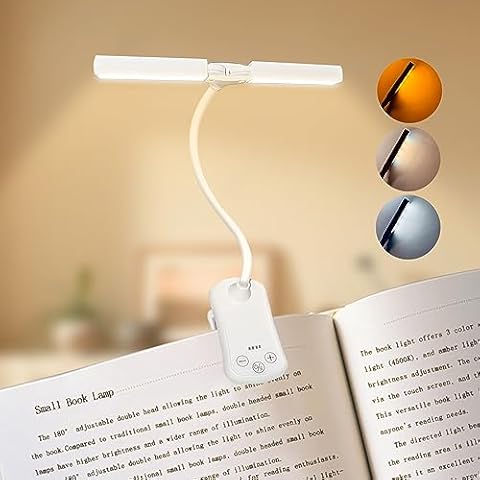XmnSoly Rechargeable Reading Lights for Books in Bed Dimming Touch Control 3 Colors Adjustable Clip on Light Power Display LED USB Lamp Portable Pocket Size Lighting for Reading Cover
