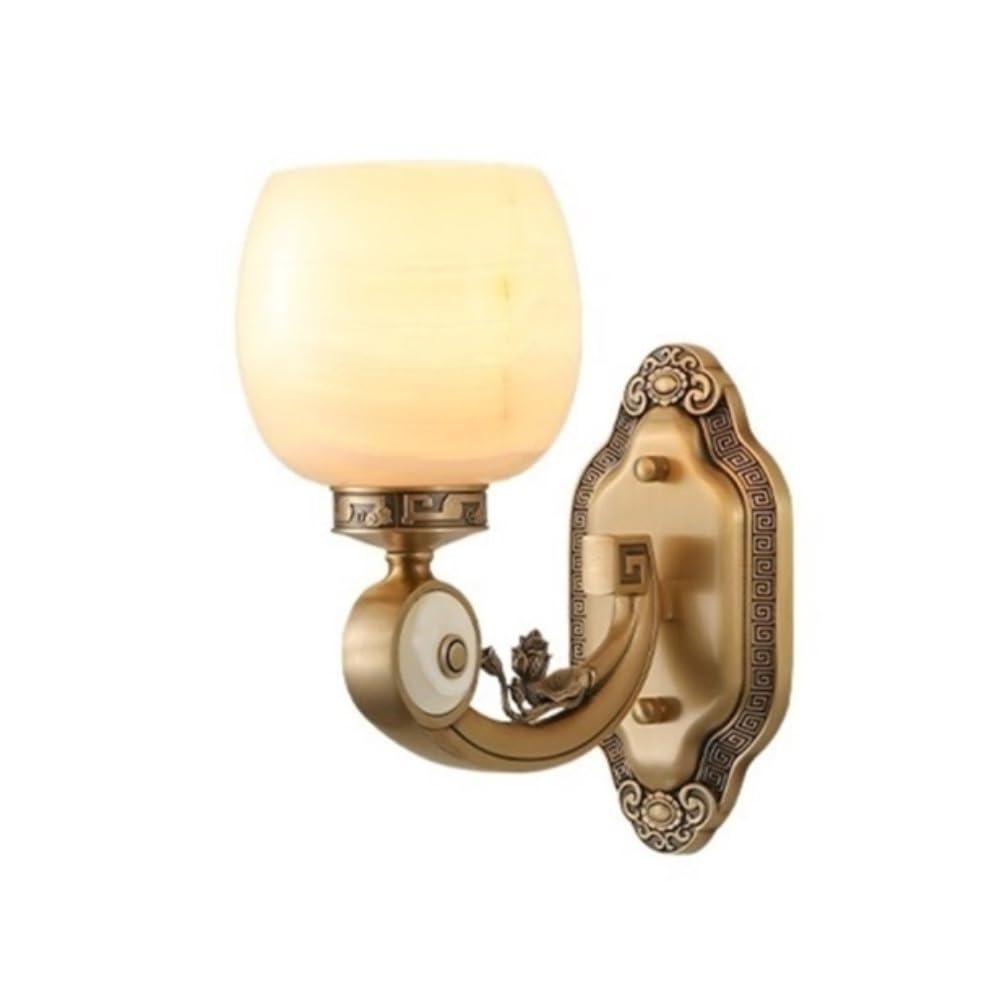 birene Wall Lamp Copper Marble Living Room Decorative Lamp Stair Modern Chinese Jade Bedside Wall Lamp
