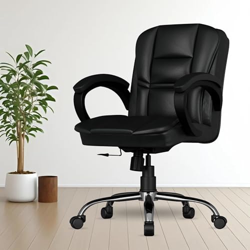 Image of FUGO FG233 Ergonomic Medium Back Office Chair with 3-Year Warranty, Adjustable Height, Cushioned Back&Seat, Tilting Mechanism, Heavy-Duty Metal Base, Dual Nylon Casters-Ideal for Work,Study (Grey)