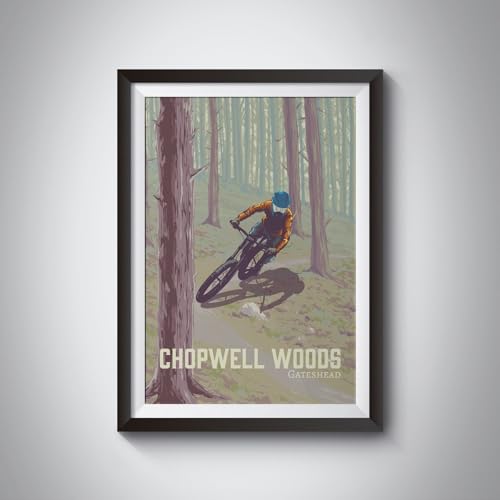 Chopwell Woods Mountain Biking Poster Newcastle Framed Art