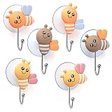 TECBULL® Funny Bees, lustige Saugnapfhaken für Kinder, Handtuchhaken, Handtuchhalter, Saughaken, Saugnapf, Dusche Haken ohne Bohren, Haken für Kinder Handtücher, Handtuch Halter Kind, 6x3Farben