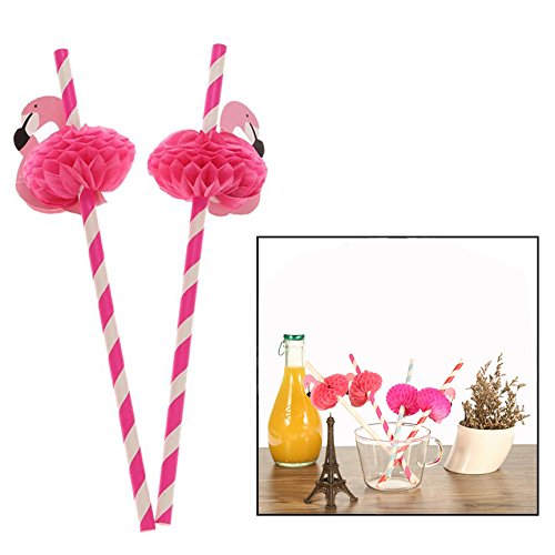 Jzhen 50 stuks flamingo-papieren rietjes, decoratie voor cocktail, bruiloft, verjaardag, feest - Image 5