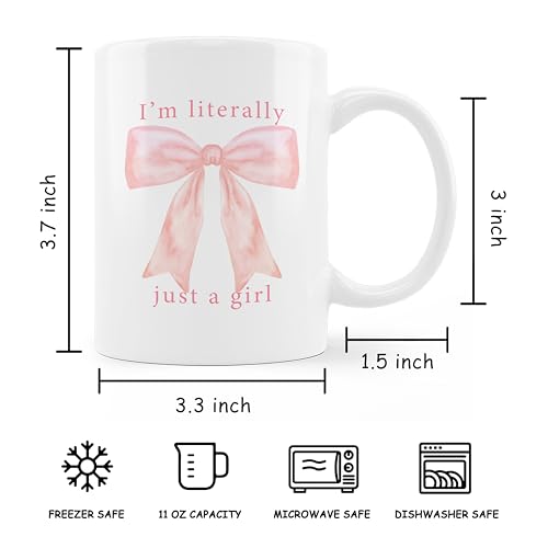 Taza de porcelana rosa con moño y capacidad 11 oz miniatura 6