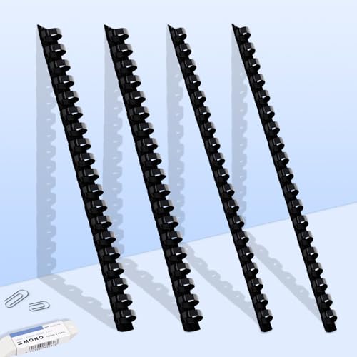 HOUYEE 200 Pack 1/4 Inch Plastic Binding Comb 19 Ring, 20 Sheet Capacity, Letter Size Black Comb Binding Spines