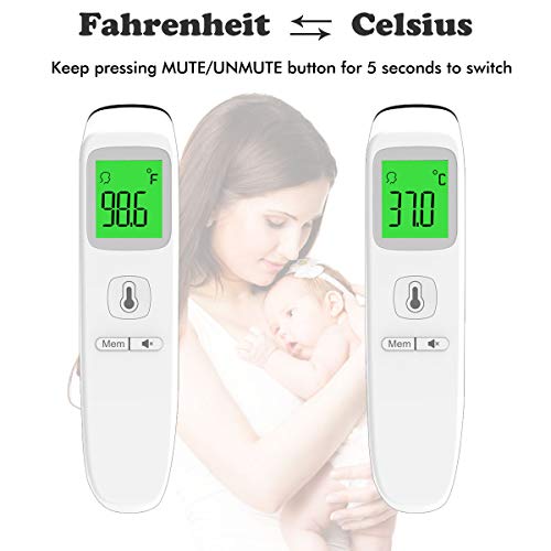 Medical Forehead Thermometer for Fever, Digital Infrared Non-Contact Thermometer with Instant Accurate Reading, Fever Alarm and Memory Function, for Baby, Kids and Adults