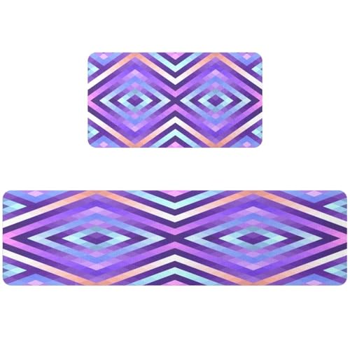 Tapis de cuisine lavable lot de 2 diamant anti-glisse pour sol propre - 2