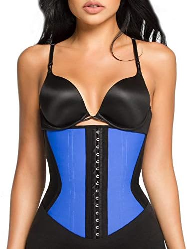 Hourglass Angel Hourglass-Effects Waist Trainer, Slimmer Trimmer Band, Waist Cincher, Underbust, Tummy Control, Girdle, Faja, Body Shaper, Weight Loss, Belly Band, 3 Hook and Eye Rows HA105 Blue