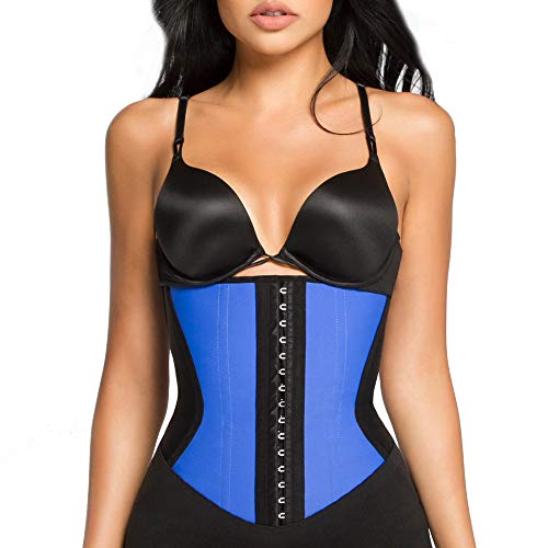 Hourglass Angel Hourglass-Effects Waist Trainer, Slimmer Trimmer Band, Waist Cincher, Underbust, Tummy Control, Girdle, Faja, Body Shaper, Weight Loss, Belly Band, 3 Hook and Eye Rows HA105 Blue