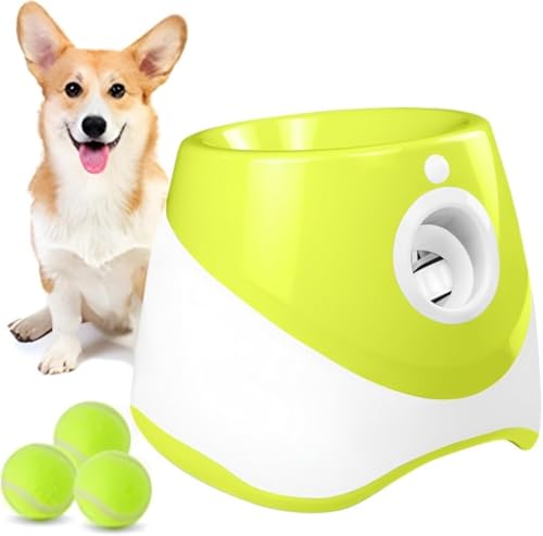 Citybaby 自動ボールランチャー テニスボール3個付 犬 おもちゃ 自動 ボール投げ 犬用 ロボピッチャ ボールランチャー 投球機 3種類の発射距離 犬 知育玩具 ストレス解消 運動不足改善 小型犬〜中型犬用 屋内 屋外用 (C)
