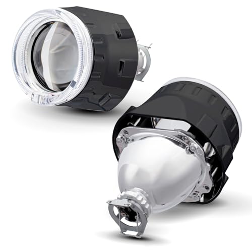 YUFANYA 2.5 Inch H1 8.1 Ver Bixenon Projector Lens High&Low Beam Function with Black Shrouds Mask,Fit for H1 H4 H7 Car Motorcycle Retrofit