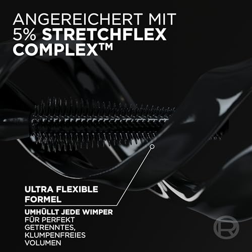 L’Oréal Paris Mascara, Wimperntusche für extra Definition und extra Volumen, Mit Panorama-Bürste und Panorama Effekt, Volume Million Lashes, Black (Schwarz), 1 x 10,5 ml