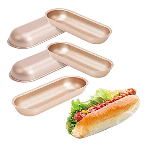 XZJMY 5 Pack Mini Loaf Pan Baking Pan,7in Non-Stick Carbon Steel Hot Dog Loaf Pan Set for DIY Hot Dog, bread Bakeware mold Cover