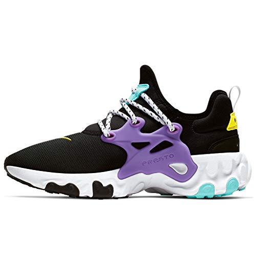 Men's React Presto Running Shoes (10.5, Black/Dynamic Yellow/Aurora Green)