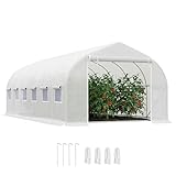 Outsunny Invernadero de Exterior Invernadero de Túnel 6x3x2 m Invernadero de Jardín Grande con 12 Ventanas y Puerta Enrollable con Cremallera Macro de Metal para Cultivo Plantas Blanco