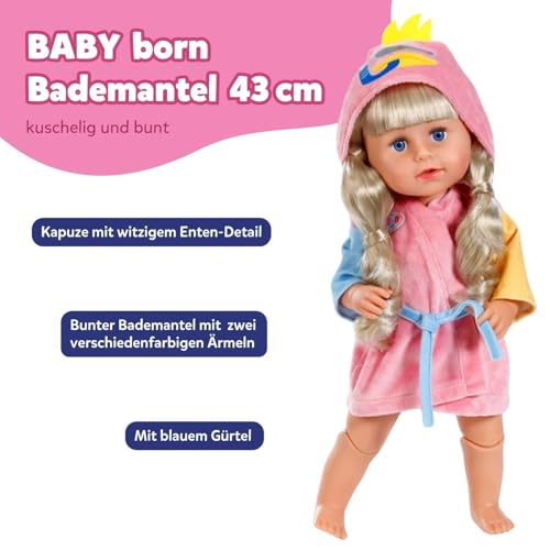 Szlafrok BABY born - z kaczką i rękawami akcesoria dla lalek, odzież odpowiednia dla lalek o rozmiarze 43 cm
