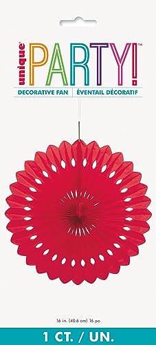 Ruby Red Solid Premium Tissue Paper Fan - 16" (1 Count) - Versatile Decoration, Perfect For Parties & Events