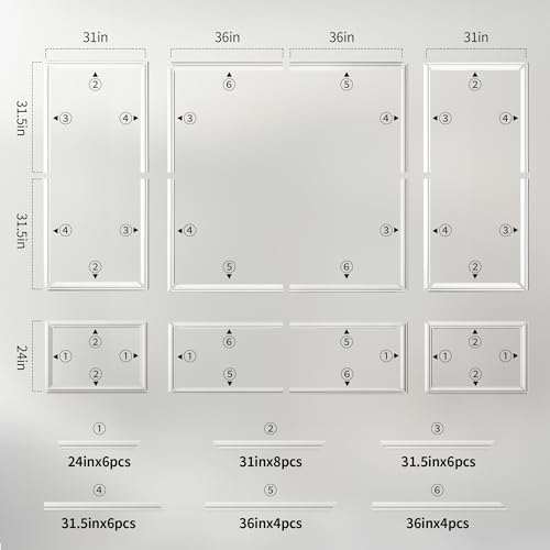 RELIANCER Peel and Stick Wall Molding Kit,34PCS Pre-Cut Door Molding Panels,3D Moulding Wainscoting Panel,Self Adhesive Walls Moulding Trim,Wall Modular Frames for Interior Walls Decor Home Bedroom by RELIANCER - Image 2