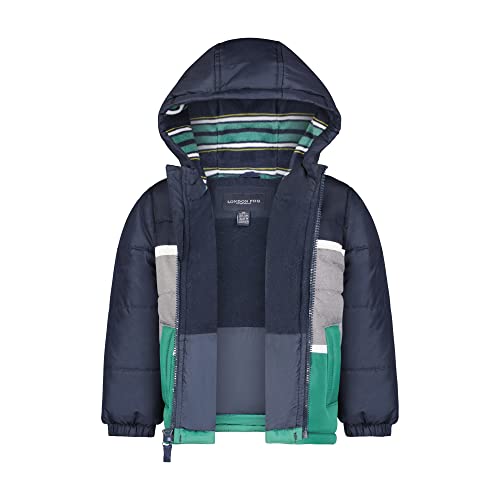 London Fog Boys\' Water Resistant Three-Piece Winter Snowsuit - Includes Snowsuit + Hooded Fleece Lined Jacket and Fleece Hat, Green Grey Black, 5/6 - Thumbnail 2