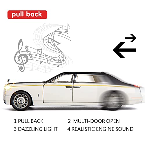 Image of Kids Toy car Playsets 1:32 Phantom Diecast Metal car Toy Pull Back Metal Cars with 4 Openable Doors Light and Musical Sound (Multi)