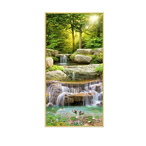 Diamant Peinture Ruisseau Forestier 60x120cm - Kit Forage Complet Grand Format pour Loisir Créatif