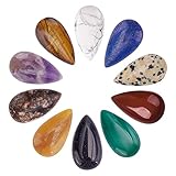 PandaHall 10pcs Tropfenförmige Natürliche Edelstein Cabochons Flatback Kristall Quarz Achat Cabochons Stein Für Halskette Schmuckherstellung DIY Handwerk Dekoration, 10 Mischfarben