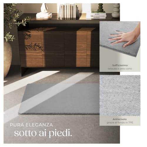 tectake® Tappeto Salotto, Tappeto Pelo Corto, Tappeto Salotto Design Elegante, Tappeto Lavabile in Lavatrice, Ideale per Sala da Pranzo, Camera da Letto e Studio - Grigio, 80 x 150 cm - Immagine 4